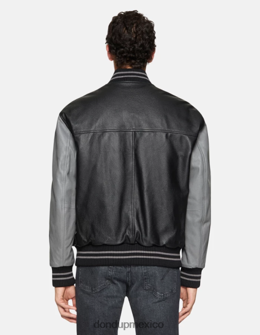 Gris oscuro DONDUP hombres chaqueta bomber holgada de piel de napa vestir D0VXD918