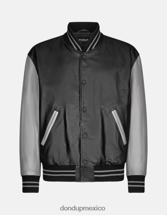 Gris oscuro DONDUP hombres chaqueta bomber holgada de piel de napa vestir D0VXD918