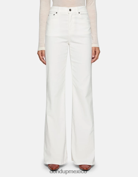 alabastro DONDUP mujer pantalones anchos de terciopelo color ámbar vestir D0VXD29