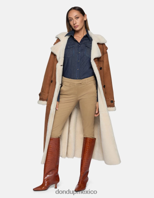 arena DONDUP mujer pantalones de algodón perfectos y ajustados vestir D0VXD178
