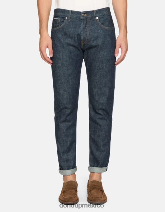 azul DONDUP hombres Vaqueros Icon regular fit en denim rígido con orillo vestir D0VXD567
