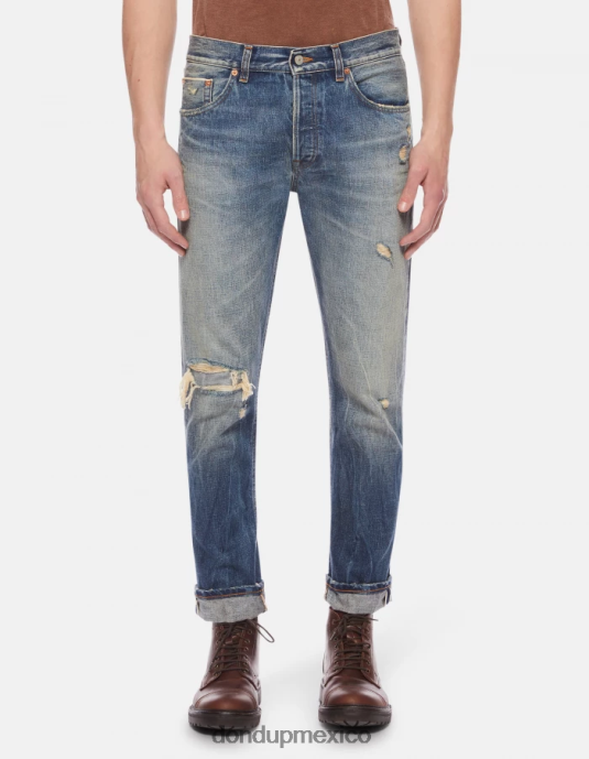 azul DONDUP hombres Vaqueros Icon regular fit en denim rígido con orillo vestir D0VXD617