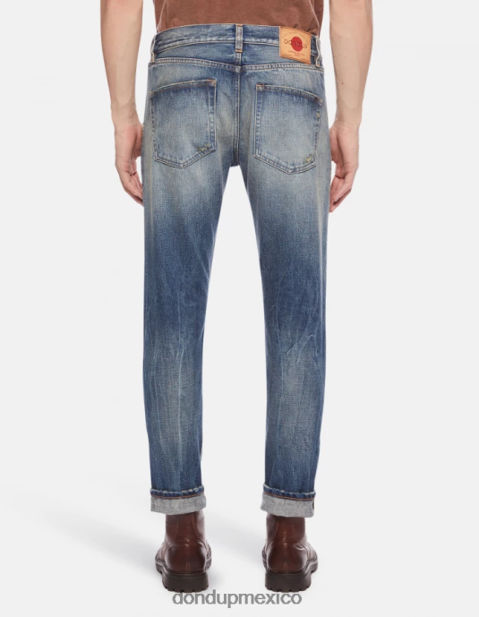azul DONDUP hombres Vaqueros Icon regular fit en denim rígido con orillo vestir D0VXD617