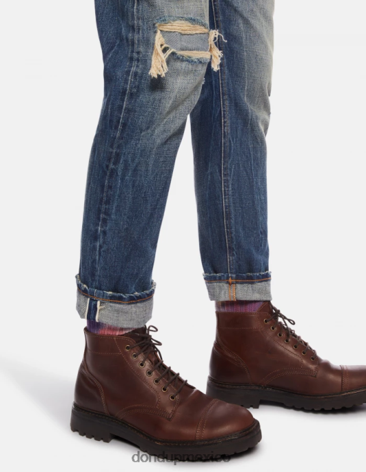 azul DONDUP hombres Vaqueros Icon regular fit en denim rígido con orillo vestir D0VXD617