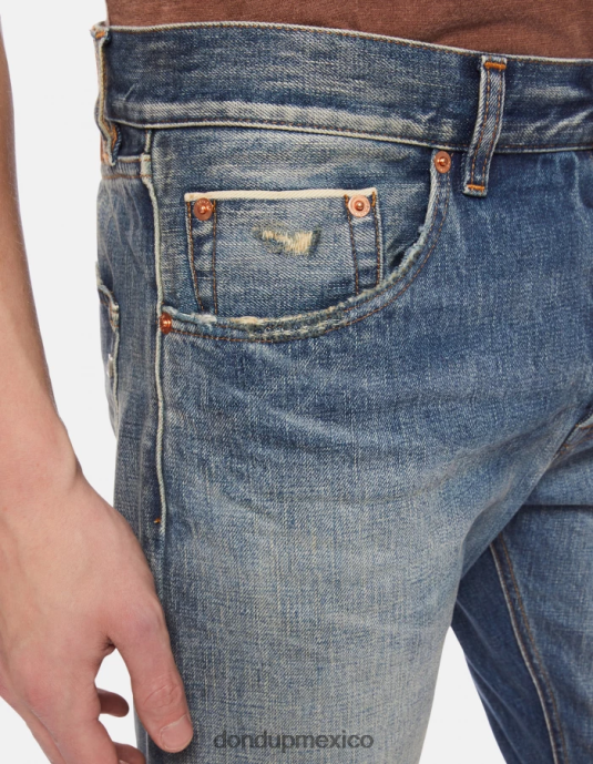 azul DONDUP hombres Vaqueros Icon regular fit en denim rígido con orillo vestir D0VXD617