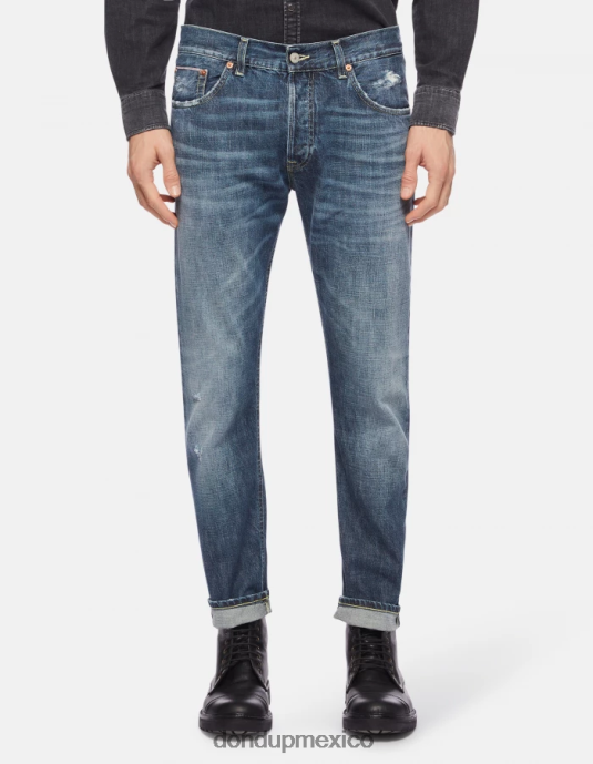 azul DONDUP hombres Vaqueros Icon regular fit en denim rígido con orillo vestir D0VXD621