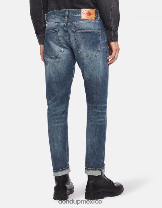 azul DONDUP hombres Vaqueros Icon regular fit en denim rígido con orillo vestir D0VXD621