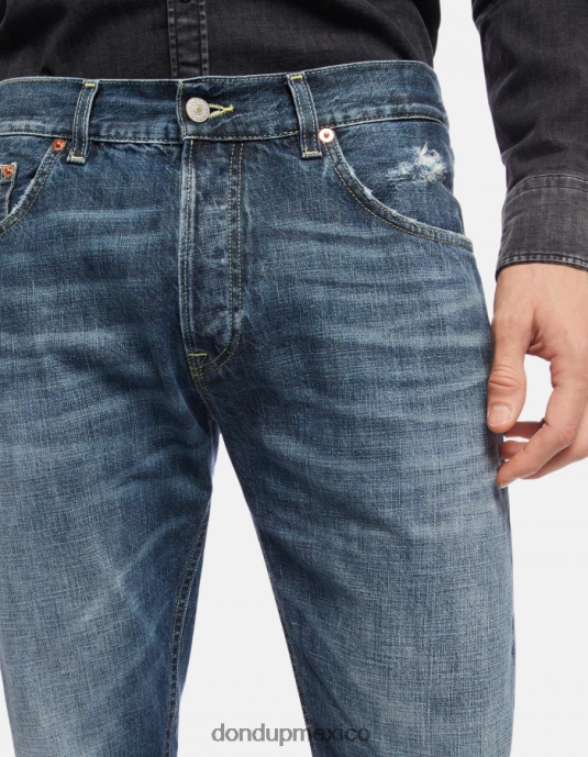azul DONDUP hombres Vaqueros Icon regular fit en denim rígido con orillo vestir D0VXD621