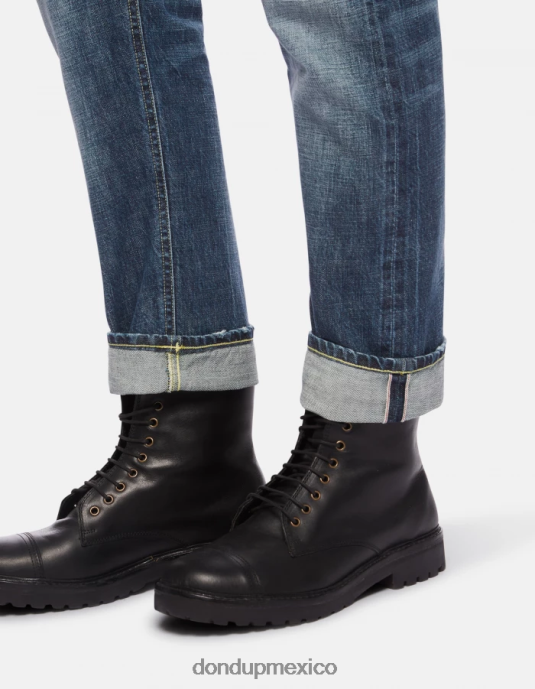 azul DONDUP hombres Vaqueros Icon regular fit en denim rígido con orillo vestir D0VXD621