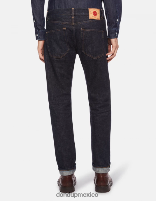 azul DONDUP hombres Vaqueros Icon regular fit en denim rígido con orillo vestir D0VXD632