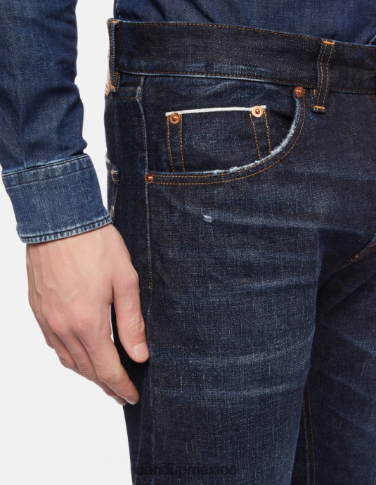 azul DONDUP hombres Vaqueros Icon regular fit en denim rígido con orillo vestir D0VXD633