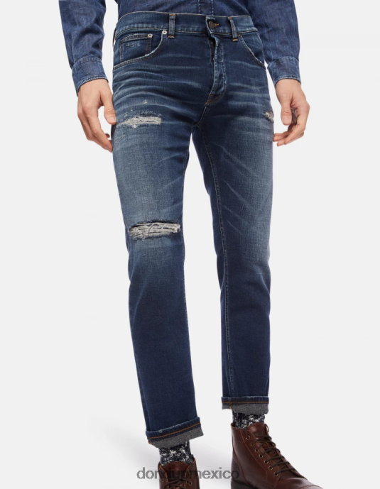 azul DONDUP hombres Vaqueros dian carrot fit en denim elástico vestir D0VXD634