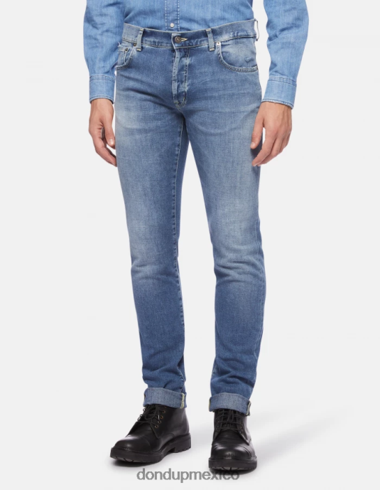 azul DONDUP hombres Vaqueros hans regular fit en denim elástico vestir D0VXD595