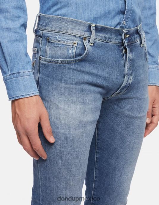 azul DONDUP hombres Vaqueros hans regular fit en denim elástico vestir D0VXD595