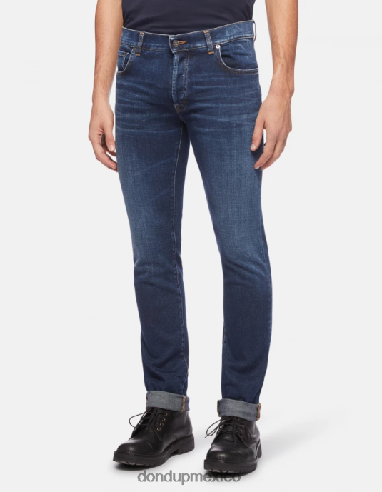 azul DONDUP hombres Vaqueros hans regular fit en denim elástico vestir D0VXD600