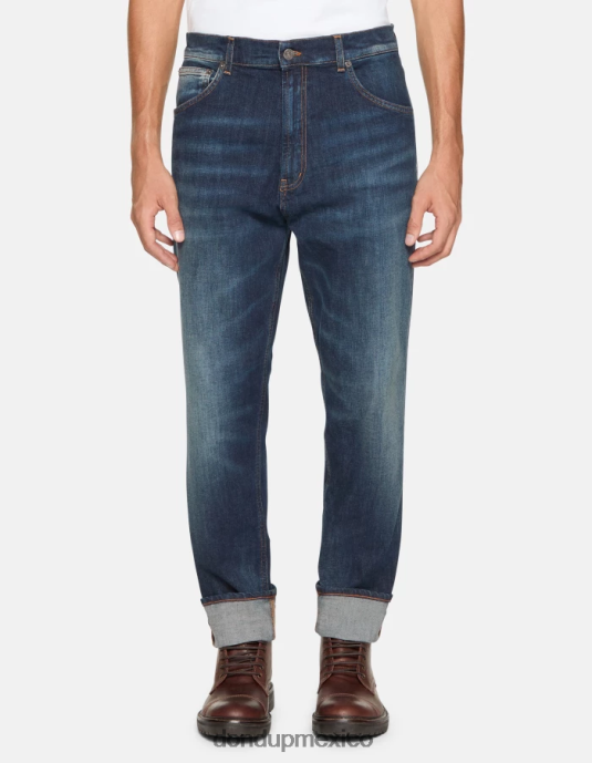 azul DONDUP hombres Vaqueros paco holgados en denim elástico vestir D0VXD571