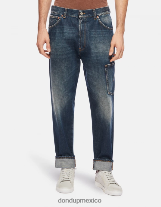 azul DONDUP hombres Vaqueros paco holgados en denim rígido vestir D0VXD559
