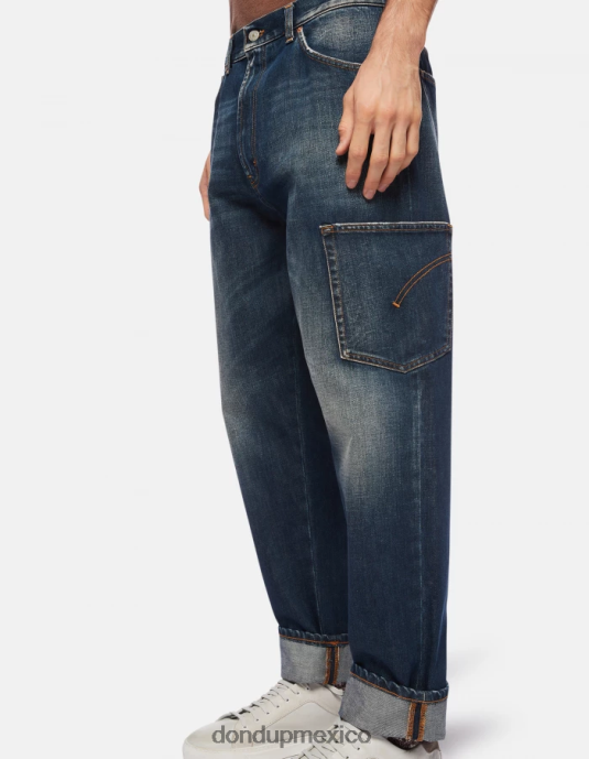 azul DONDUP hombres Vaqueros paco holgados en denim rígido vestir D0VXD559