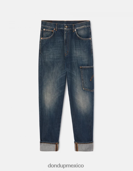 azul DONDUP hombres Vaqueros paco holgados en denim rígido vestir D0VXD559