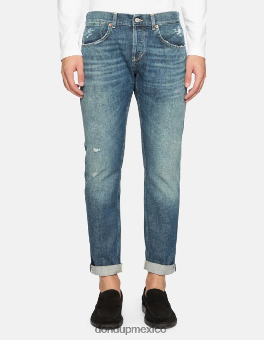 azul DONDUP hombres Vaqueros travis slim fit en denim con orillo rígido vestir D0VXD574