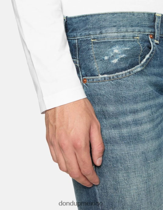 azul DONDUP hombres Vaqueros travis slim fit en denim con orillo rígido vestir D0VXD574
