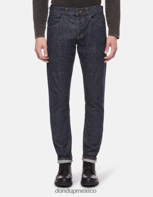 azul DONDUP hombres Vaqueros travis slim fit en denim con orillo rígido vestir D0VXD608