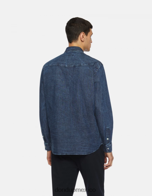 azul DONDUP hombres camisa vaquera estilo western regular fit vestir D0VXD857