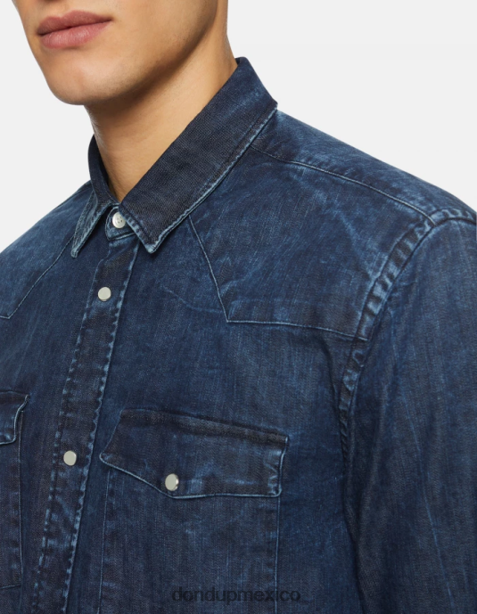 azul DONDUP hombres camisa vaquera estilo western regular fit vestir D0VXD857