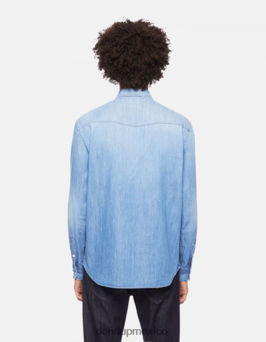 azul DONDUP hombres camisa vaquera estilo western regular fit vestir D0VXD861