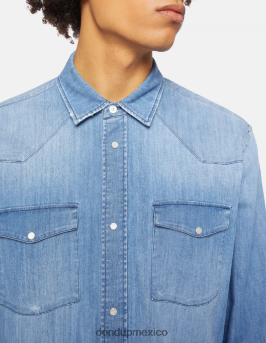 azul DONDUP hombres camisa vaquera estilo western regular fit vestir D0VXD861