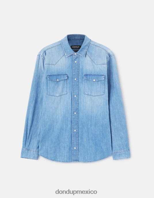 azul DONDUP hombres camisa vaquera estilo western regular fit vestir D0VXD861