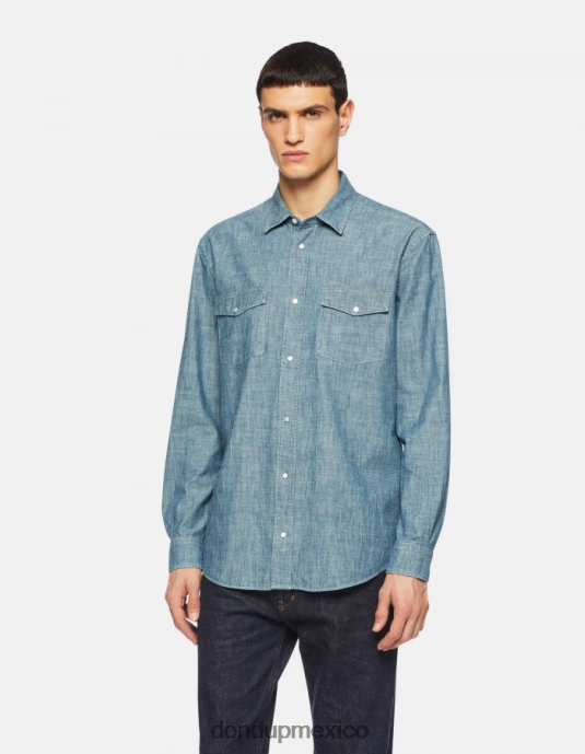 azul DONDUP hombres camisa vaquera estilo western regular fit vestir D0VXD863
