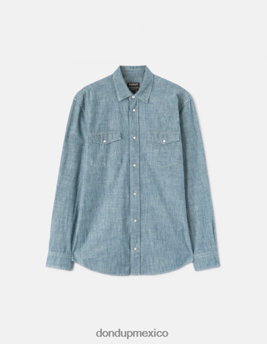 azul DONDUP hombres camisa vaquera estilo western regular fit vestir D0VXD863