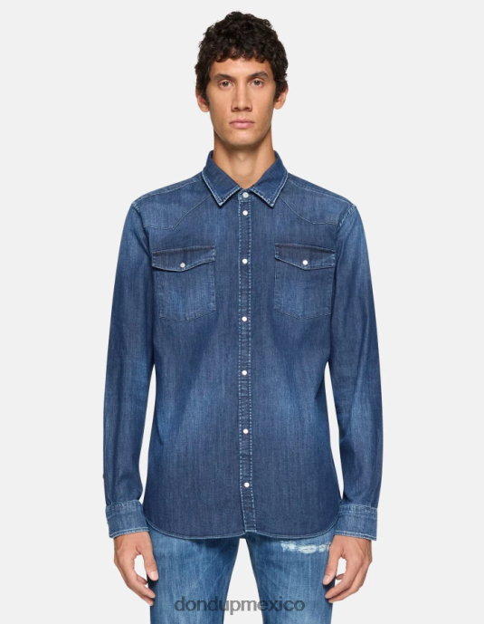 azul DONDUP hombres camisa vaquera slim estilo western vestir D0VXD853