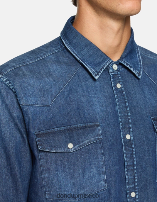 azul DONDUP hombres camisa vaquera slim estilo western vestir D0VXD853