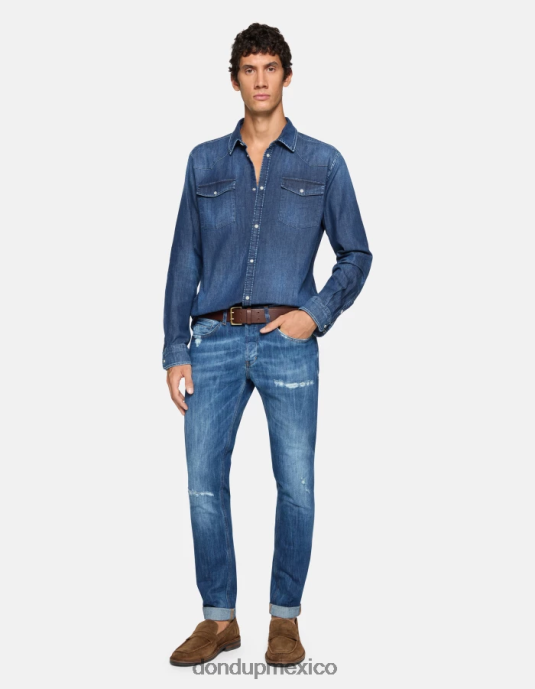 azul DONDUP hombres camisa vaquera slim estilo western vestir D0VXD853