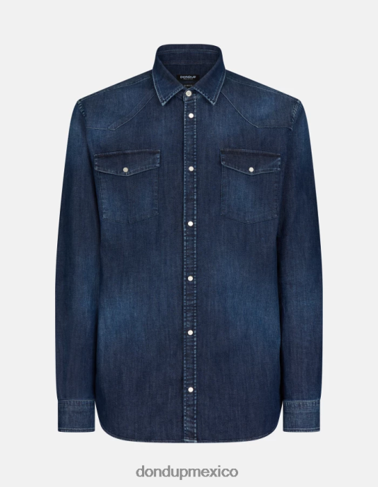 azul DONDUP hombres camisa vaquera slim estilo western vestir D0VXD853