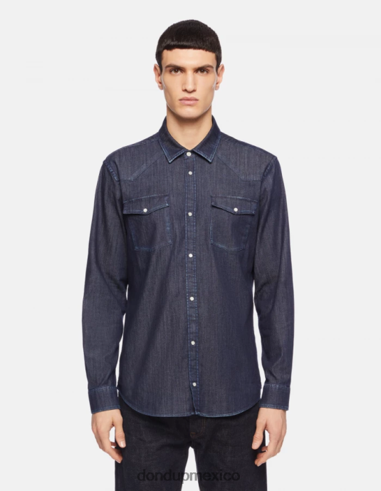 azul DONDUP hombres camisa vaquera slim estilo western vestir D0VXD858
