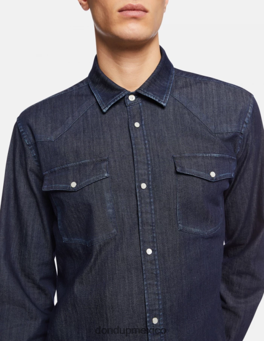 azul DONDUP hombres camisa vaquera slim estilo western vestir D0VXD858