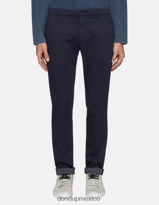 azul DONDUP hombres pantalones gaubert slim fit de algodón estampado vestir D0VXD774