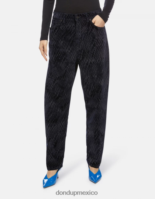 azul DONDUP mujer Nena jeans holgados de denim flocado vestir D0VXD117