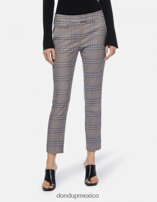 azul DONDUP mujer Pantalón slim fit perfecto en tejido de cuadros príncipe de gales vestir D0VXD226