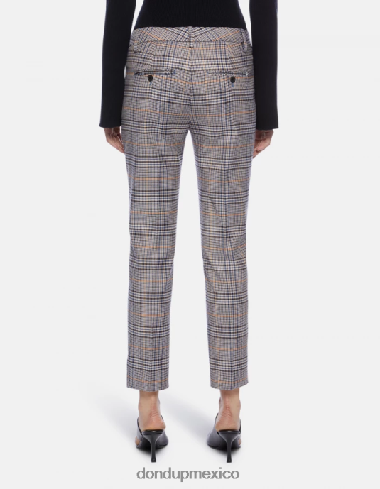 azul DONDUP mujer Pantalón slim fit perfecto en tejido de cuadros príncipe de gales vestir D0VXD226