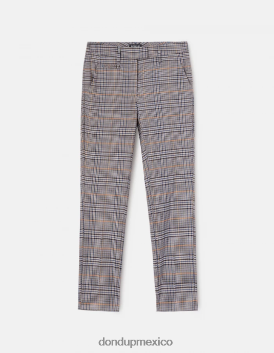 azul DONDUP mujer Pantalón slim fit perfecto en tejido de cuadros príncipe de gales vestir D0VXD226