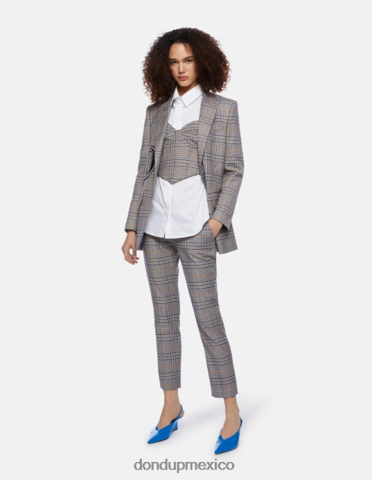 azul DONDUP mujer Pantalón slim fit perfecto en tejido de cuadros príncipe de gales vestir D0VXD226