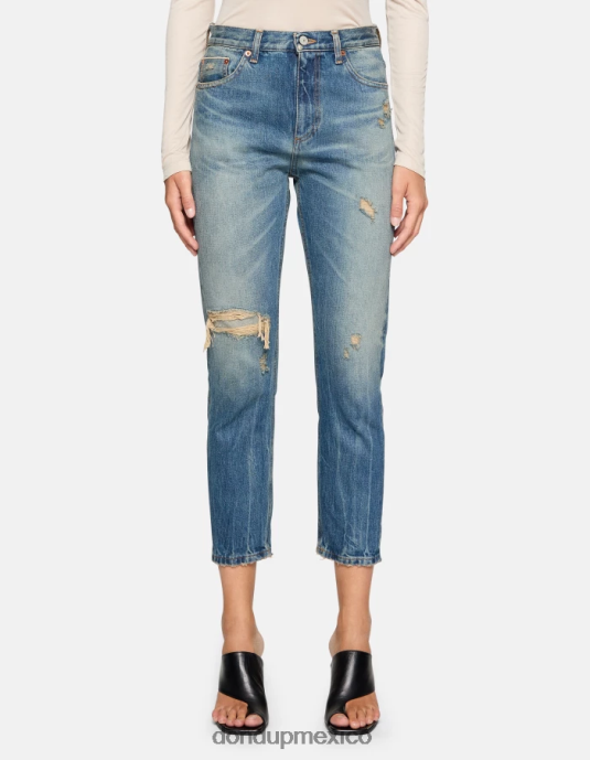 azul DONDUP mujer Vaqueros Cindy regular fit en denim con orillo rígido vestir D0VXD30
