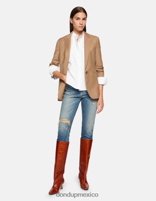 azul DONDUP mujer Vaqueros Cindy regular fit en denim con orillo rígido vestir D0VXD30
