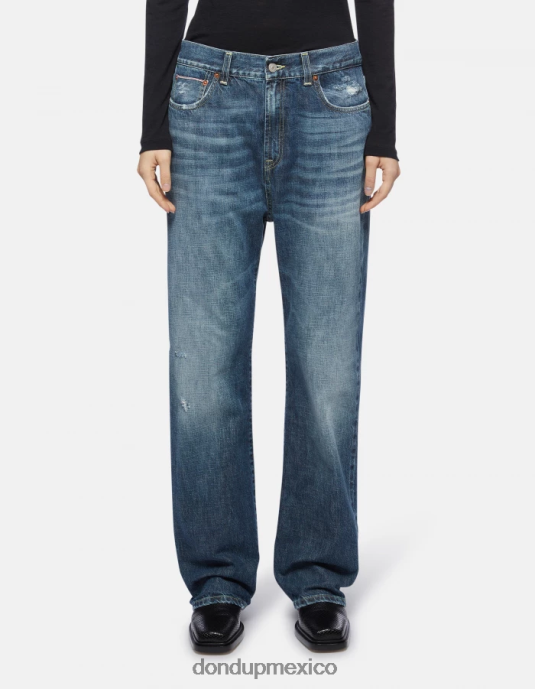 azul DONDUP mujer Vaqueros holgados Yara en denim con orillo rígido vestir D0VXD118