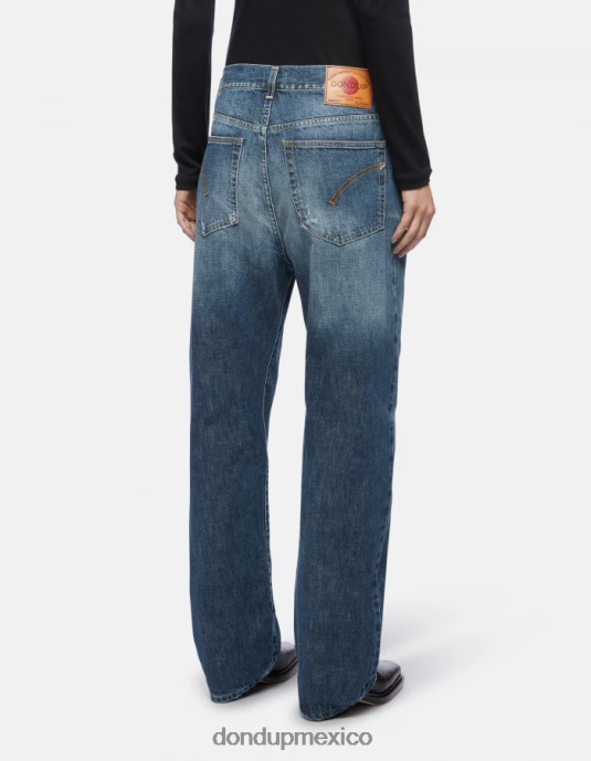 azul DONDUP mujer Vaqueros holgados Yara en denim con orillo rígido vestir D0VXD118