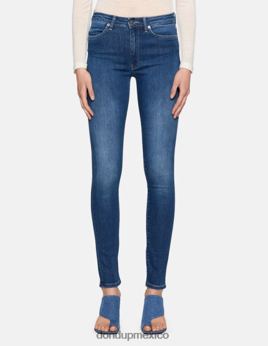 azul DONDUP mujer Vaqueros súper ajustados de 31 pulgadas Iris en denim elástico vestir D0VXD26